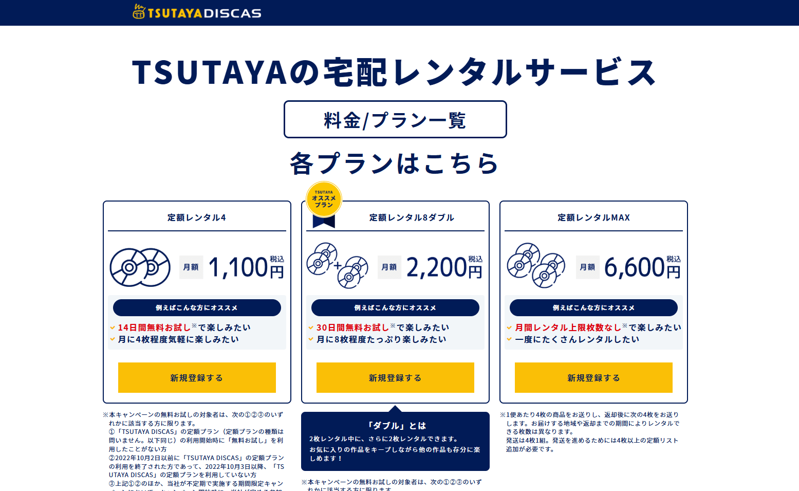 TSUTAYA DISCAS_プラン