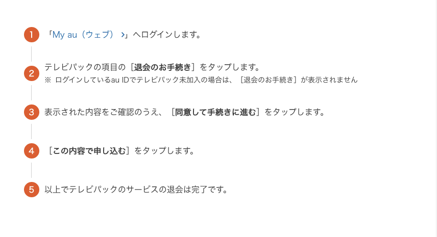auテレビパックプランのFOD解約手順①