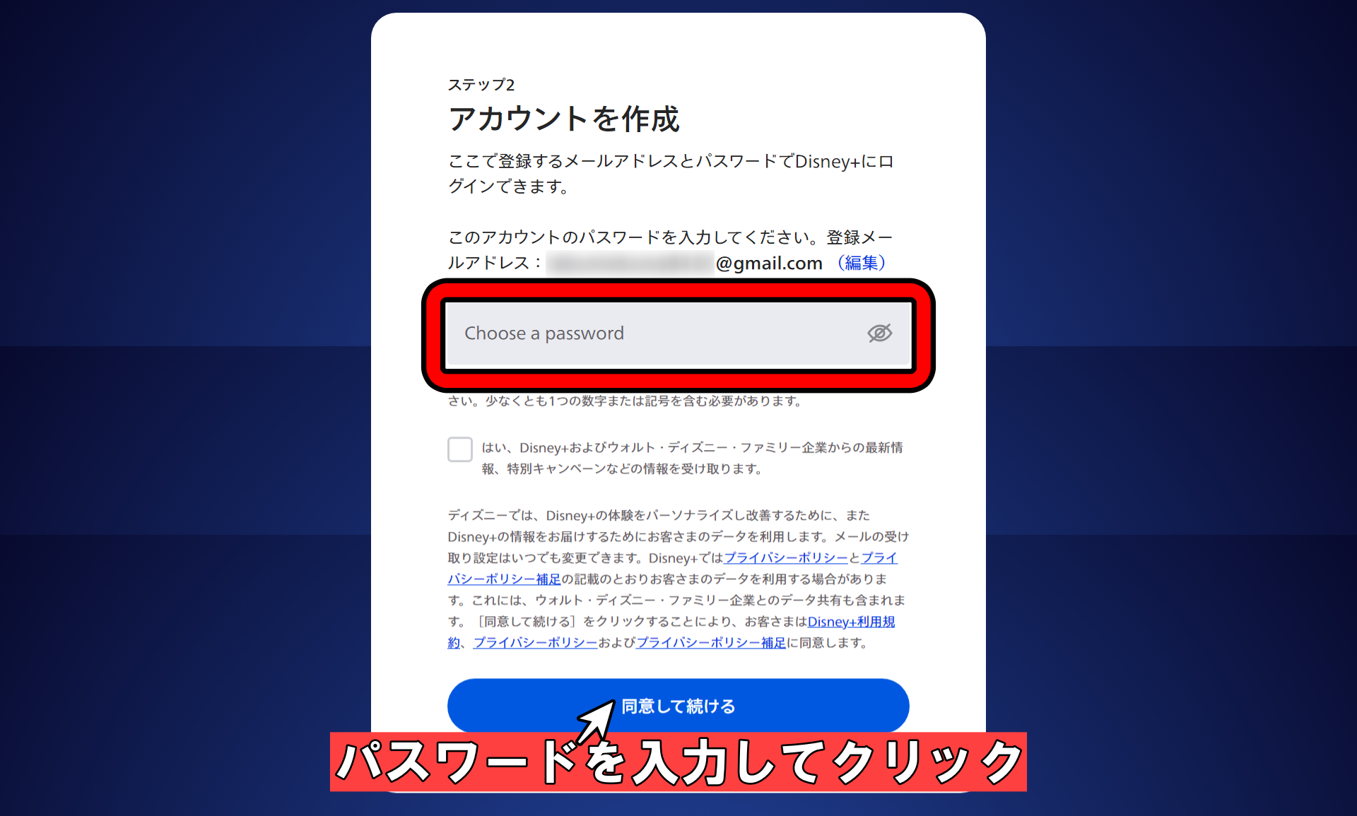 ディズニープラス登録画面2