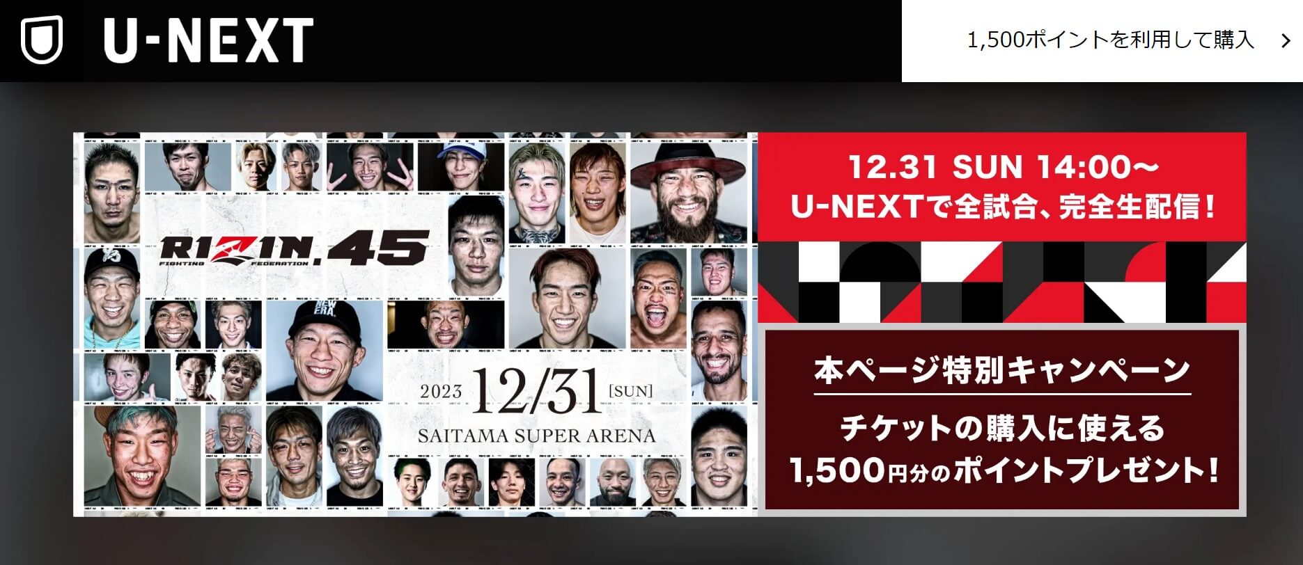U-NEXT『RIZIN.45』_メイン画像